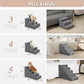 GGIB Dog Stairs for Small Dogs Cats Non-Slip Dog Steps for High Bed Pet Stairs for Sofa Couch Pet Ramp Pet Steps with Removable Washable Cover, Grey, 13" H, 3-Step