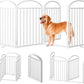 4 Panles Full Matel Freestanding Dog Gates with Door, 96"Extra Wide 32"Tall Free Standing Dog Pet Gate for Indoor & Outdoor. Foldable Pet Fences for Doorways, House, Stairs, Porch, Deck, Yard