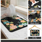 AMOAMI Coffee Mat Hide Stain Rubber Backed Absorbent Dish Drying Mat for Kitchen Counter - Fits Under Coffee Maker or Machine - Floral BLACK 17x31.5