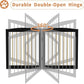 Freestanding Pet Gate for Dogs, Indoor Wooden Dog Gate for House, Foldable Dog Gate for Doorway, Stair, Step Over Pet Puppy Safety Fence Tall, 80 Inch Wide, 4 Panels 32", Black & Gold