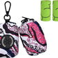 Petmolico Dog Poop Bag Holder Leash Attachment, Dog Waste Bag Dispenser Zippered Pouch, Fits Any Leash, Includes Free Roll of Poop Bags Dispenser - 2 Pack, Colorful Leopard