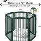 Freestanding Pet Gate for Dogs, Foldable Wooden Dog Gate for House, Extra Wide Indoor Pet Barrier for Stair, Doorway, Hall, Support Feet Included, 120 Inch Wide, 6 Panels 24",Green
