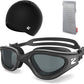 ZIONOR G1 Lite Swim Goggles with Swim Cap Comfortable Anti-fog Swimming Goggles Cap Set for Adult Men Women