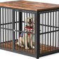 43'' Dog Crate Furniture with 3 Doors, XL Wooden Crate End Table Heavy Duty Indoor Puppy Cage for Medium to Large Dogs, Multiple Units Can be Combined