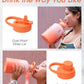 Coolflask 64 oz Water Bottle with Straw, Half Gallon Insulated Large Water Jug with Straw & Spout Lids, Double Wall Stainless Steel Metal Flask, Keep Cold 48h Hot 24h, Sunny Orange