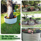 A ANLEOLIFE 2-Pack 4ft x 18” Tall Galvanized Raised Garden Beds Outdoor, Round Metal Planter Box for Planting Vegetables Flowers Herb, Anti-Rust & Easy-Setup, Antique White