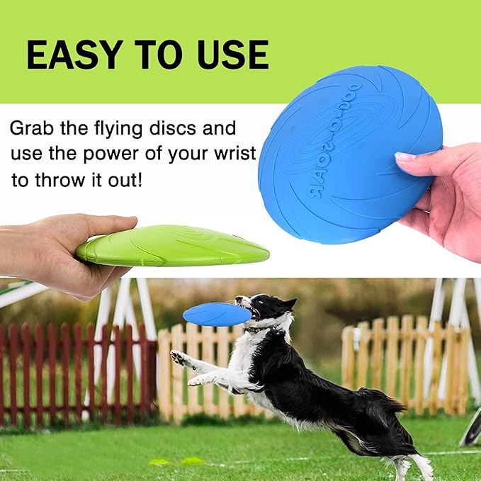 Dog Flying Disc, 2 Pack Dog Flyer Toys, Soft Rubber Interactive Lightweight Flying Disc Dog Toy for Small Large Dogs - Floats in Water & Safe on Teeth, 7.2 inch.