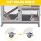 Aivituvin Rabbit Cage Indoor Outdoor Bunny Hutch on Wheels, 2 Story Wood Guinea Pig Cages with 2 Deeper Pull Out Trays (Gray)