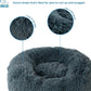 Best Pet Supplies Round Dog Bed with Reversible Pillow, Luxuriously Soft Machine Washable Dog Bed for Small and Medium Breeds - Dark Gray 26" x 22" x H:6.4"