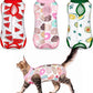 Nuanchu 3 Pieces Cat Recovery Suit Kitten Recovery Suit E-Collar Alternative for Cats and Dogs Abdominal Skin Anti Licking Pajama Clothes Sets(Watermelon Pattern,Small)