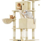 Feandrea Cat Tree, 81.1-Inch Large Cat Tower with 13 Scratching Posts, 2 Perches, 2 Caves, Basket, Hammock, Pompoms, Multi-Level Plush Cat Condo for Indoor Cats, Beige UPCT190M01