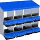 Chicken Nesting Boxes, 8 Hole Metal Chicken Laying Box with with Removable Trays and Roll Out Egg Collection for Chicken Coop, Blue