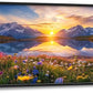 Mountain Large Wall Art Sunrise Lake Flower Field Pictures Nature Landscape Wall Decor Canvas Print Painting Artwork for Bathroom Living Room Bedroom 60L" x 30W"