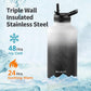 64 oz Insulated Water Bottle with Straw (Cold for 48 Hrs), Half Gallon Stainless Steel Triple Wall Vacuum Sports Water Jug, Leakproof Hydro Cup Flask with Straw Spout Lids & DIY Stickers