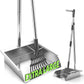 Heavy Duty Metal Pooper Scooper, Dog Pooper Scooper for Large Medium Dogs Long Handle Stainless Tray and Rake Set，Extremely Durable Metal Stainless Steel Dustpan for Indoor Outdoor Cleaning 。