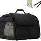 FUKUMARU Cat Carrier, 4 Mesh Windows Small Dog Carrier, 4 Storage Pockets Cat Travel Bag, Under 15 lb Airline Approved Pet Carrier, Rollable Cover for Nervous Cats, Black