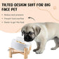 SPUNKYJUNKY 15° Slanted Ceramic Dog and Cat Bowl with Wooden Stand, Tilted Bulldog Food and Water Bowl No Slip Non-Spill for Cats Medium Dogs Big Face Pets 13.5 OZ (1.7 Cups, White × 2)