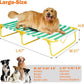 Dog Elevated Bed Foldable Portable Raised Bed Camping cot Outdoor Summer Dog Bed (Large, GreenStripes-Oxford Fabric)