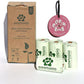 Certified Home Compostable Dog Poop Bags (60) + Pink Poop Bag Carrier, Biodegradable Poop Bags, Cat Litter, Vegetable Starches, Leakproof Dog Waste Bags, Easy to Open