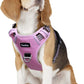 Funfox Dog Harness No Pull, Adjustable Pet Vest Harness, Super Soft Material with Vertical Handle Easy Control, Reflective Night Walking, 2 Leash Clips for Medium Sized Dogs, Pink, M