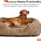 FUZI Luxury Aesthetic Dog Bed with Extra Cover for Medium Dogs, Washable Pet Couch, Pet Bed with Sides, Non-Slip Bottom, Soft & Durable Calming Bed, Faux Rabbit Fur, Medium 31.75x23.6x9.5 Light Brown