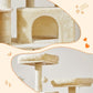 Taoqimiao Cat Tree, 66.2-Inch Cat Tower for Indoor Cats, Plush Multi-Level Cat Condo with 7 Scratching Posts, 2 Perches, 2 Caves, Hammock, 2 Pompoms, Beige MS013M