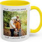 Personalized Coffee Mug – Custom Photo, Text, or Logo Ceramic Mug Tea Cup | Taza Personalizada with Picture or Message | Customized Gift Idea for Men & Women, Mom, Dad, Friends - White/Yellow | 11oz