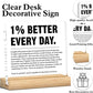 Inspirational Home Office Decor 1% Better Every Day Acrylic Plaque Sign for Office Gym Classroom, Growth Mindset Self Improvement Gifts for Coworker Employee Friend