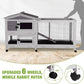 GUTINNEEN Rabbit Hutch Indoor with Chew-Proof Ramp, 62" L Wooden Rabbit Cage with 6 Casters, Bunny Cage with 2 Trays and 2 Story for Small to Medium Animals (Gray)
