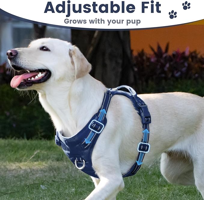 No Pull Dog Harness, Reflective Puppy Vest for Small Medium Large Sized Dog(Prussian Blue,XL)