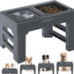 URPOWER 2-in-1 Elevated Slow Feeder with No Spill Dog Water Bowl 4 Height Adjustable Raised Bowl Stand for Small to Large Dogs, Cats & Pets
