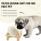 SPUNKYJUNKY 15° Slanted Ceramic Dog and Cat Bowl with Wooden Stand, Tilted Bulldog Food and Water Bowl No Slip Non-Spill for Cats Medium Dogs Big Face Pets 13.5 OZ (1.7 Cups, Beige × 2)