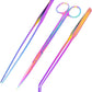 Mandala Crafts Rainbow Stainless Steel Aquascaping Tools Kit – Aquarium Plant Tools with Tweezers and Scissors for Fish Tanks, Hospital Tanks, Goldfish Bowls, Aquariums, and Terrariums