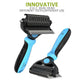 Spring Blossoms-2 in 1 Professional Grooming Rake for Cats & Dogs-Dematting Comb for Easy Mats & Tangles Removing,Pet Brush Safe No More Nasty Shedding and Flying Hair (Blue)