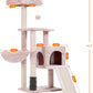 Heybly Cat Tree with Cat Self Groomer Brush, Cat Tower Condo for Indoor Cats with Padded Plush Perch, Cat House with Basket Scratching Board Post, Muchroom HCT005SMU
