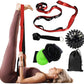 Gradient Fitness Therapy Stretching Belt, 12 Circle Multi Ring Stretching Belt (1.5 inches wide x 86.6 inches long), Therapy Equipment, Yoga Stretcher Strap,Leg Stretcher. Equipped with arch foot pads and pointed massage balls(RED)
