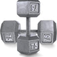 WF Athletic Supply Cast Iron Solid Hexagon Gray/Black Dumbbells, Strength Training Free Weights Set of 2 for Women and Men, Hand Weights Sold by Pairs, Multi-Select Size Options Available