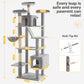 Made4Pets Tall Cat Tree, 80" Cat Tree Tower for Indoor Cats Large Adult, Modern Cat Tower with Scratching Post, Cozy Hammock, 3 Perches and 2 Condos, Sturdy and Fluffy, Light Gray