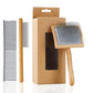 Ergonomic Slicker Brush for Long-Haired Dogs - Wooden Handle, Long Pins for Grooming Goldendoodles