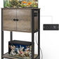 5-10 Gallon Fish Tank Stand, Heavy Duty Aquarium Stand with Cabinet & Power Outlets for Fish Tank Accessories Storage, Double Tank Stand 20.5" L* 11" W Tabletop, 220LBS Capacity, Grey