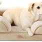 TOWN & COUNTRY EVERYDAY CuddleTown Comfy Solid Bolster Sofa Pet Bed, Supportive & Calming Egg Crate Foam, Non-Slip Bottom, Machine Washable Cover, Beige, Medium 28"x23"x8"