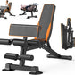Adjustable Weight Bench, Multi-function Preacher Curl Bench for Home Gym, Foldable Leg Extension and Leg Curl Machine, weight capacity 660LBS.
