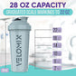'-4 PACK 28 Oz Protein Shaker Bottle for Protein Mixes - 4x Wire Whisk | Leak Proof Shaker Cups for Protein Shakes | Protein Shaker Bottle Pack | Protein Shake Cup (Aqua Depths)