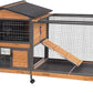 Rabbit Hutch Bunny Cage Strong Iron Frame Rabbit Cage Indoor and Outdoor Chicken Coop with Casters Waterproof Roof, Great for Rabbit,Bunny,Guinea Pig,Chickens.
