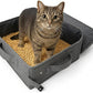 Portable Travel Litter Box for Cats, Small Foldable Travel Cat Litter Box with Zipped Lid, No Smell, Waterproof, Leak-Proof, for Car Hotel and Outdoor, Grey
