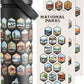 26 oz National Parks Water Bottle with Waterproof Stickers: 2-in-1 Straw Spout Lid, Keep Cold 24H, Leakproof, Car CupHolder Friendly, Insulated Stainless Steel Cup for Travel, Sports, School (Black)