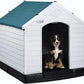 LEMBERI Durable Waterproof Plastic Dog House for Small to Large Sized Dogs, Indoor Outdoor Doghouse Insulated Puppy Shelter with Elevated Floor, Easy to Assemble (Blue, 42''L*38''W*39''H)