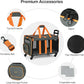MILADA Large Cat Carrier for 2 Cats, Soft Big Pet Carrier with Wheels, Double Cat Carrier on Wheels, Rolling Pet Carrier for Travel Hiking Shopping and Camping（Not for Air Travel）, Orange