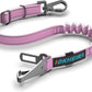 IOKHEIRA Dog Seat Belt 3-in-1 Car Harness for Dogs Adjustable Safety Seatbelt for Car Nylon Reflective Bungee Fabric Dog Car Harness with Clip Hook Latch & Buckle, Swivel Zinc Alloy Carabiner (Pink)