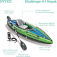 INTEX Challenger Inflatable Kayak Series: Includes Deluxe 86in Kayak Paddles and High-Output Pump – SuperStrong PVC – Adjustable Seat with Backrest – Removable Skeg – Cargo Storage Net